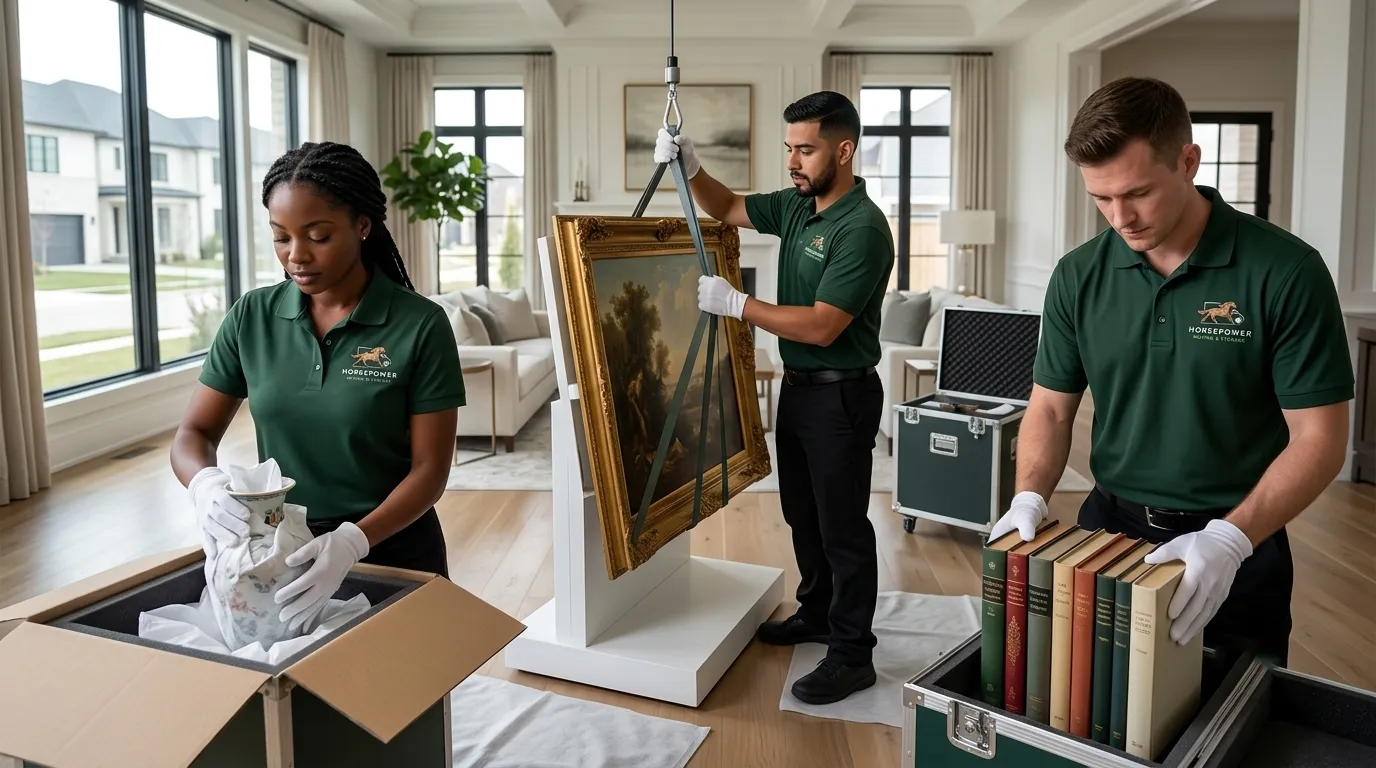 Mover carefully wrapping furniture with protective blankets for a white-glove move in Louisville, KY.