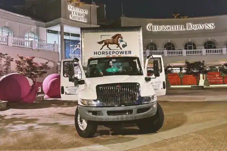 Horsepower Moving and Storage truck at Churchill Downs in Louisville, KY